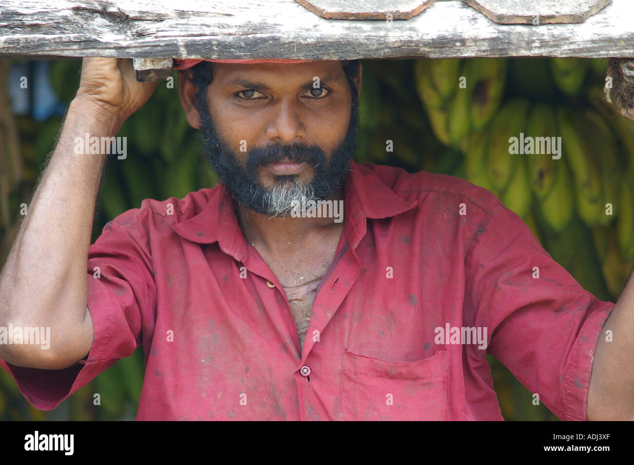 Connemara market portrait banana seller India Stock Photo