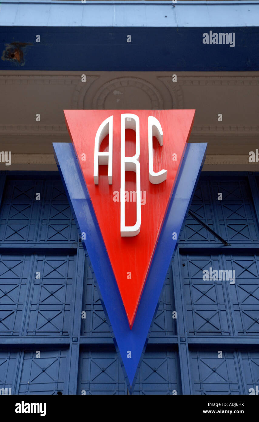 Sign for The ABC Cinema. Built 1896, Art Deco Style, the First in Glasgow. Revamped now as a Music Venue and Night Club. Stock Photo