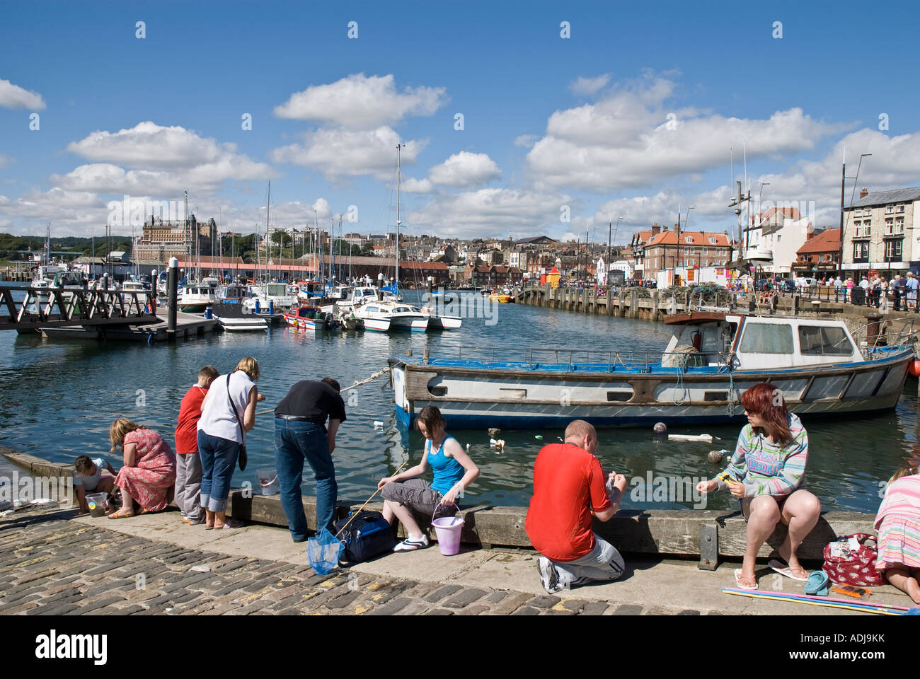 Crab fishing at Scarborough Harbour Yorkshire UK Stock Photo Alamy
