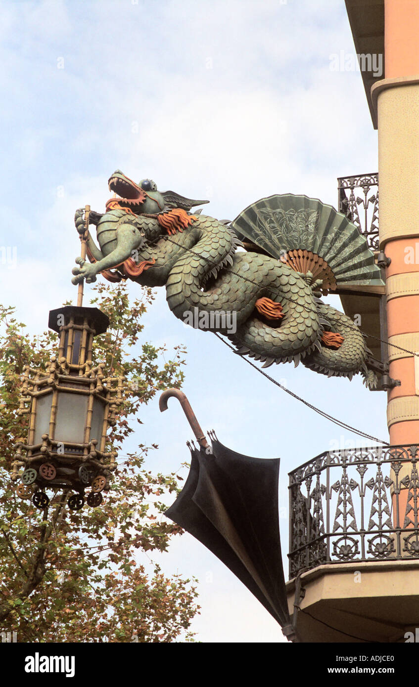Dragon Lamp Barcelona Spain Stock Photo