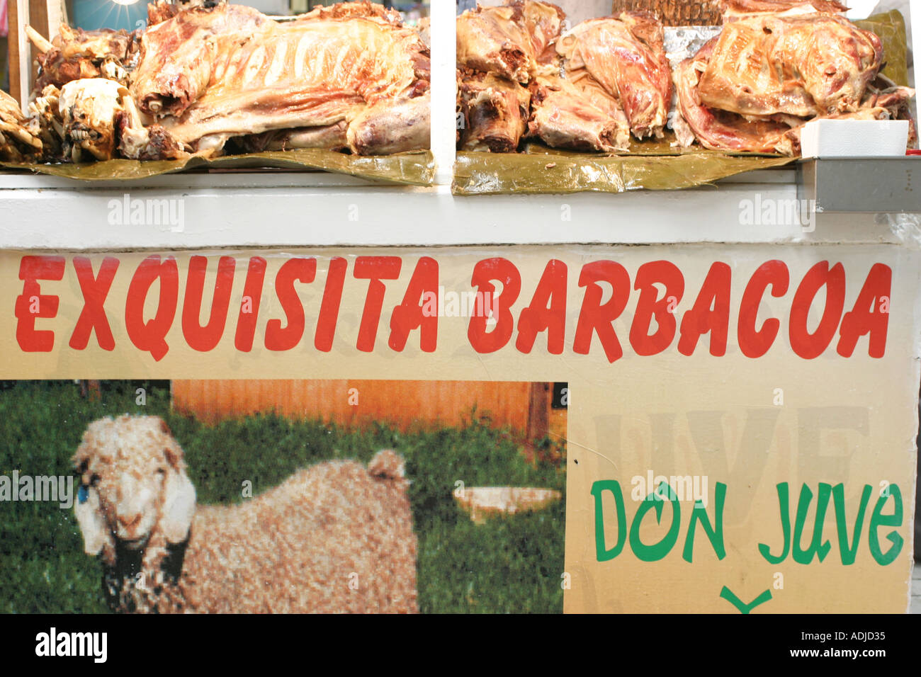 Barbeque stall in a Mexican market Stock Photo
