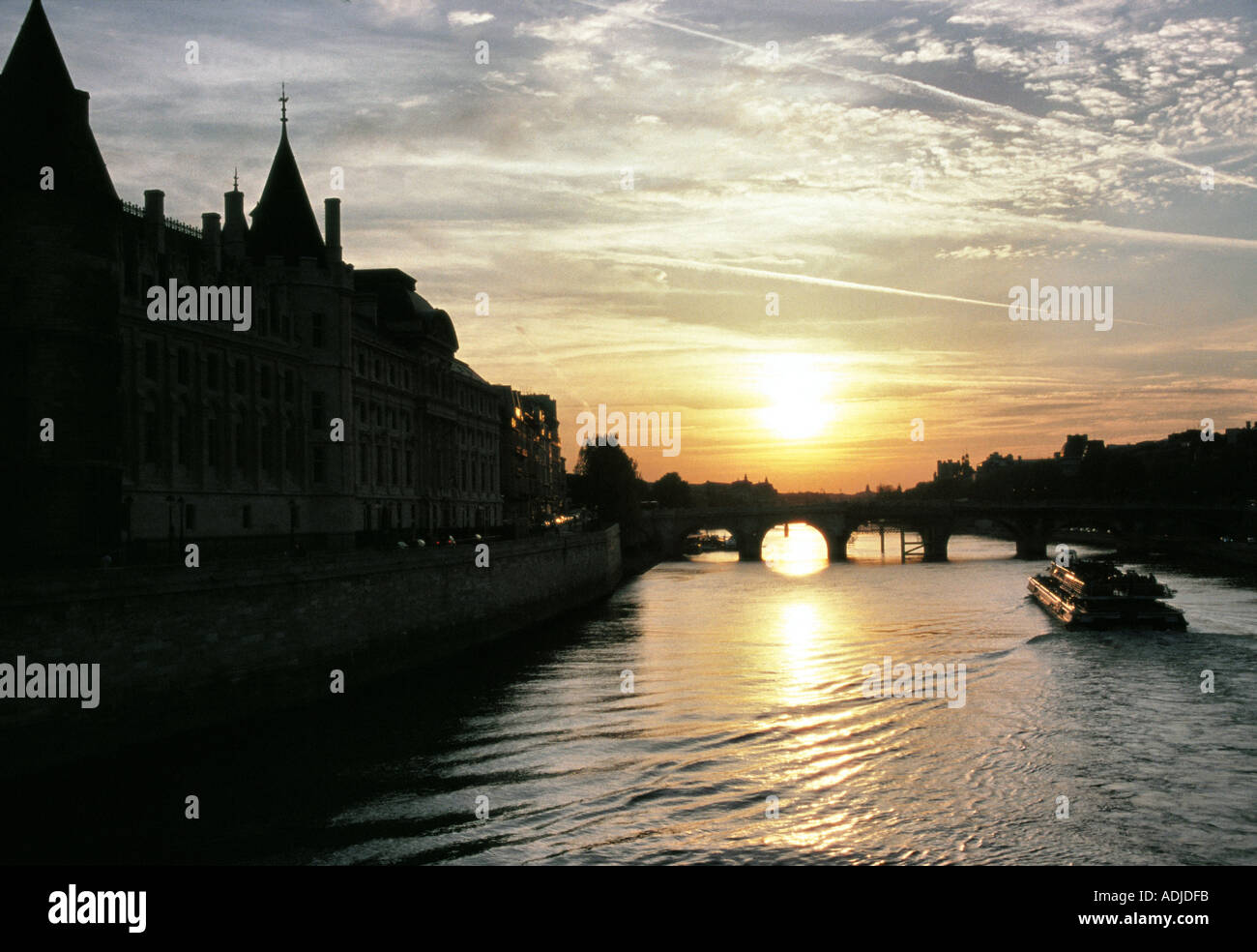 River Seine Pont Neuf at Night Paris France Europe Stock Photo