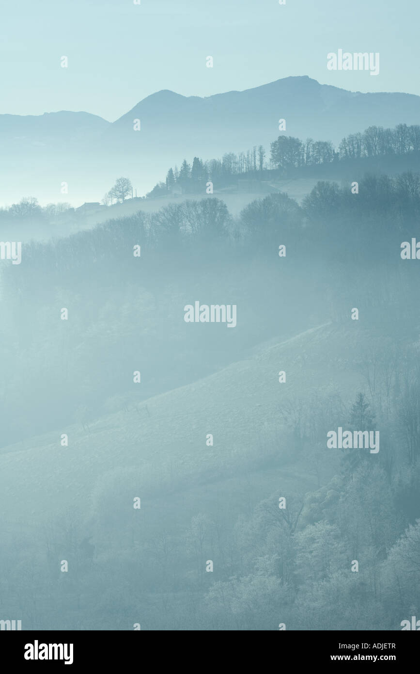 Misty mountain landscape Stock Photo - Alamy