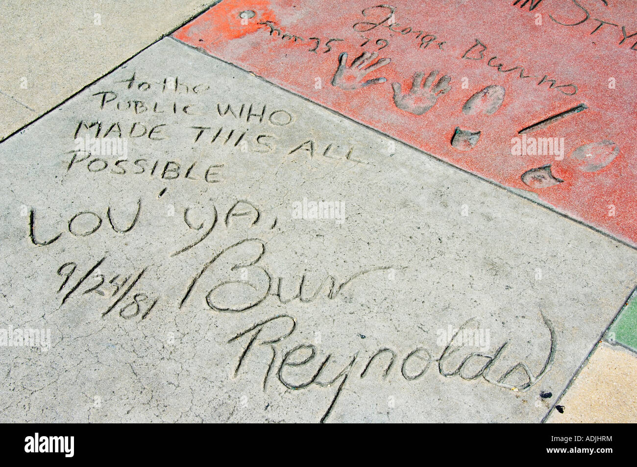 USA Los Angeles Hollywood Walk of Fame Hand prints and signatures of