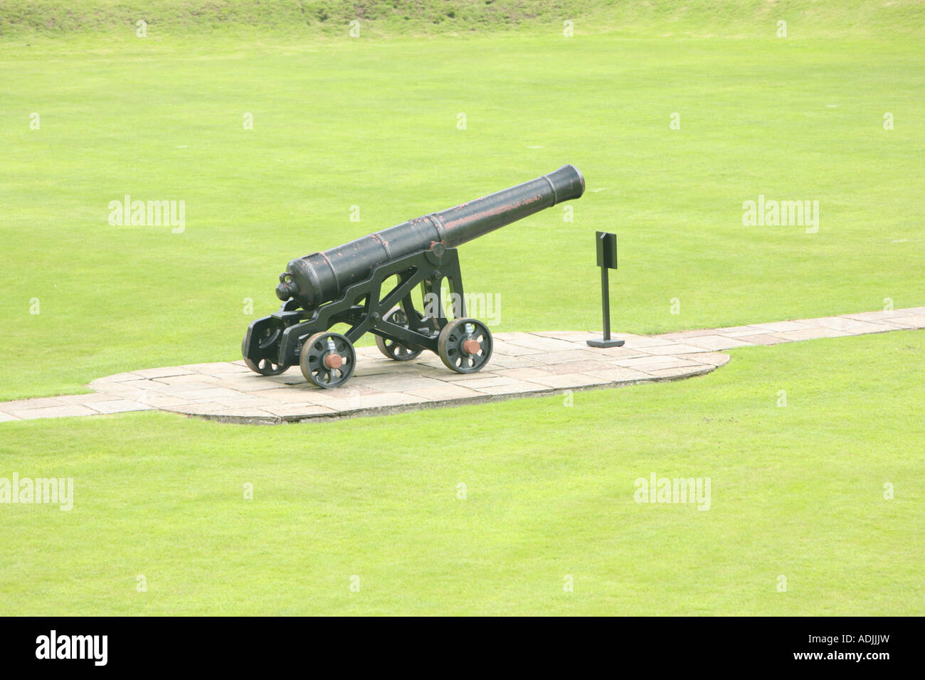 Naval cannon from HMS foudroyant  Nelson's flagship at caldicot castle monmouthshire  england uk fortification defence defense Stock Photo