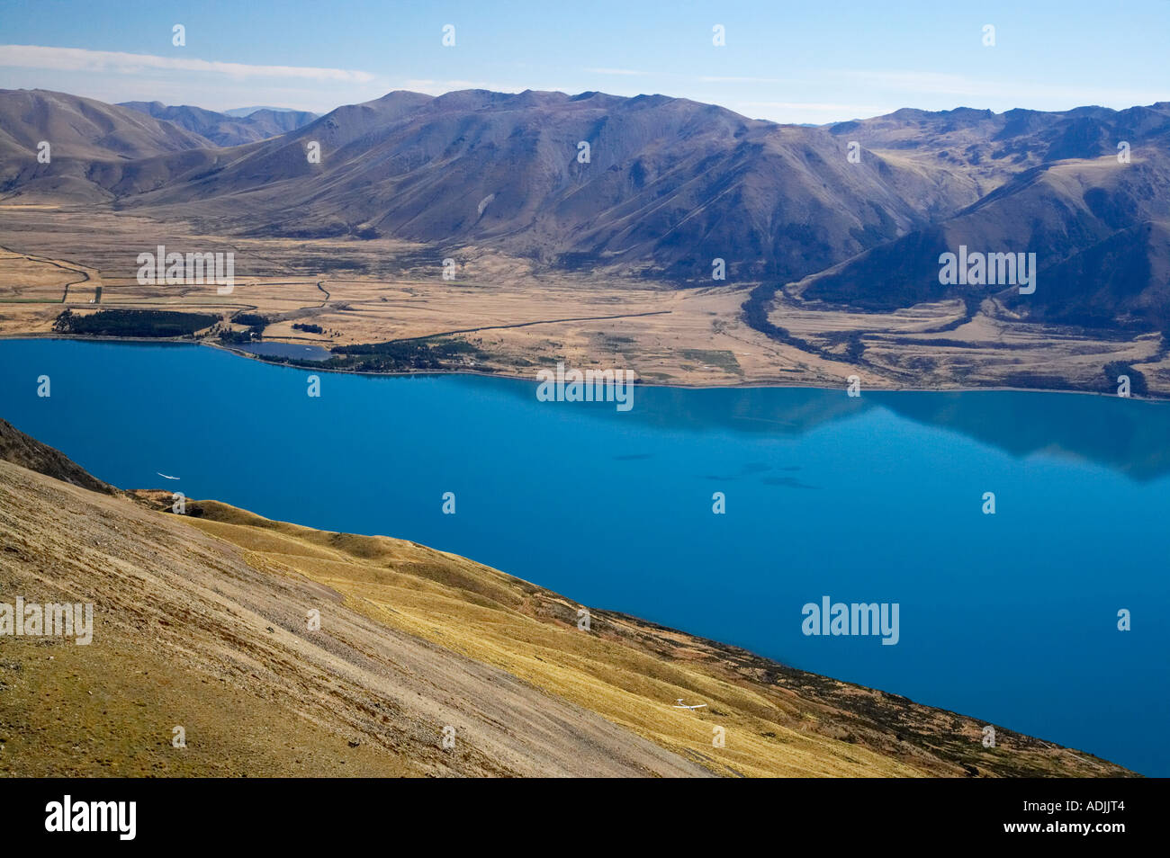 Lake Ohau and Gliders Mackenzie Country South Island New Zealand Stock ...