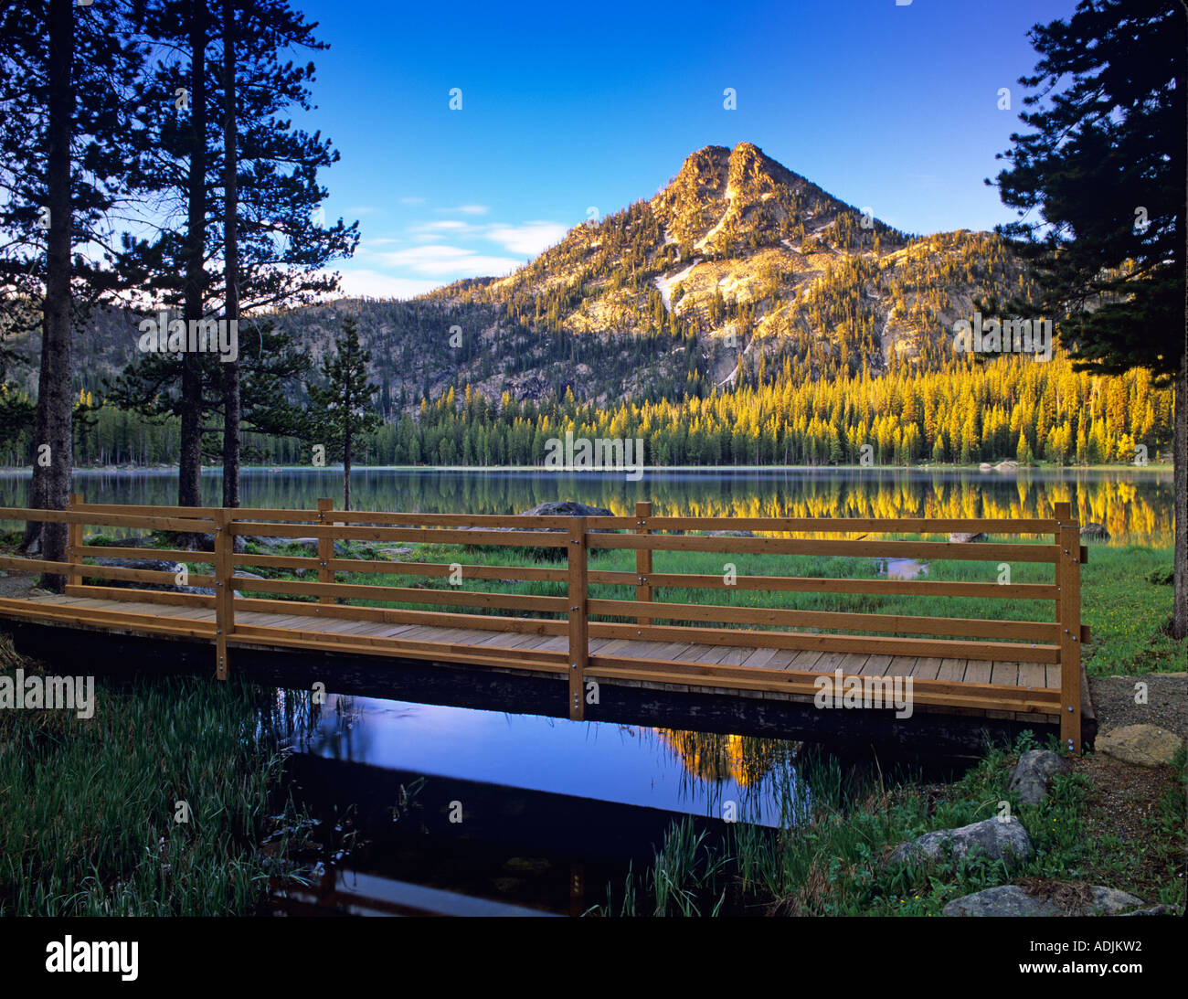 Footbridge and Anthony Lakes Oregon Stock Photo Alamy