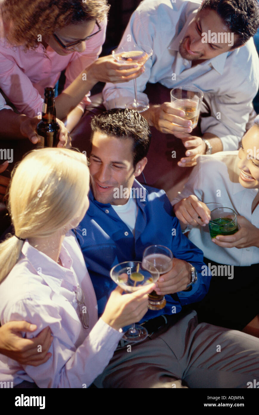 Group of young people in a bar Stock Photo