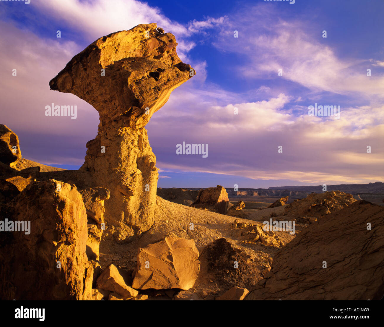 Balancing rock at sunset Glenn Canyon National Recreation Area Utah Stock Photo