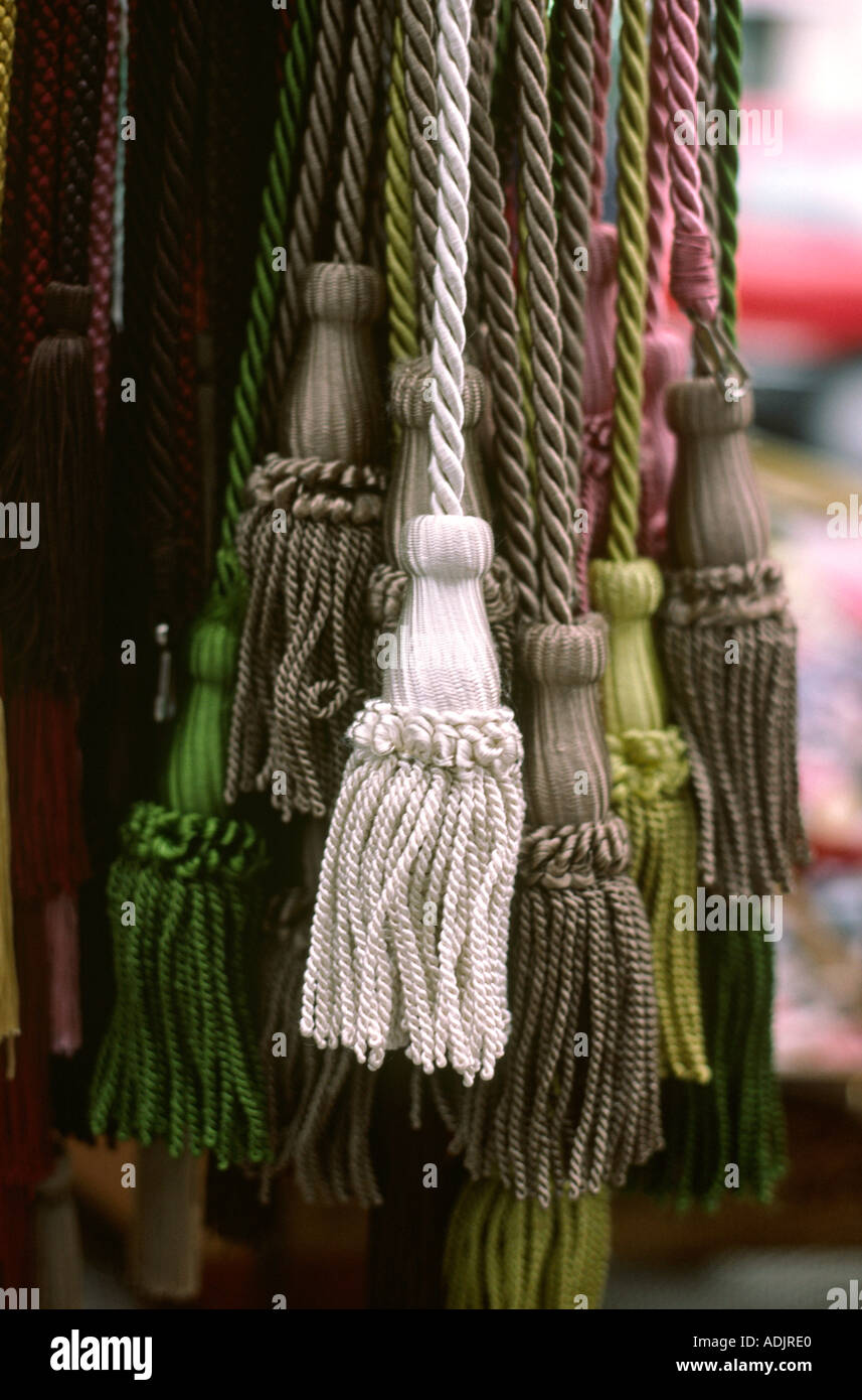 Markets curtain tassels hanging on market stall Stock Photo Alamy