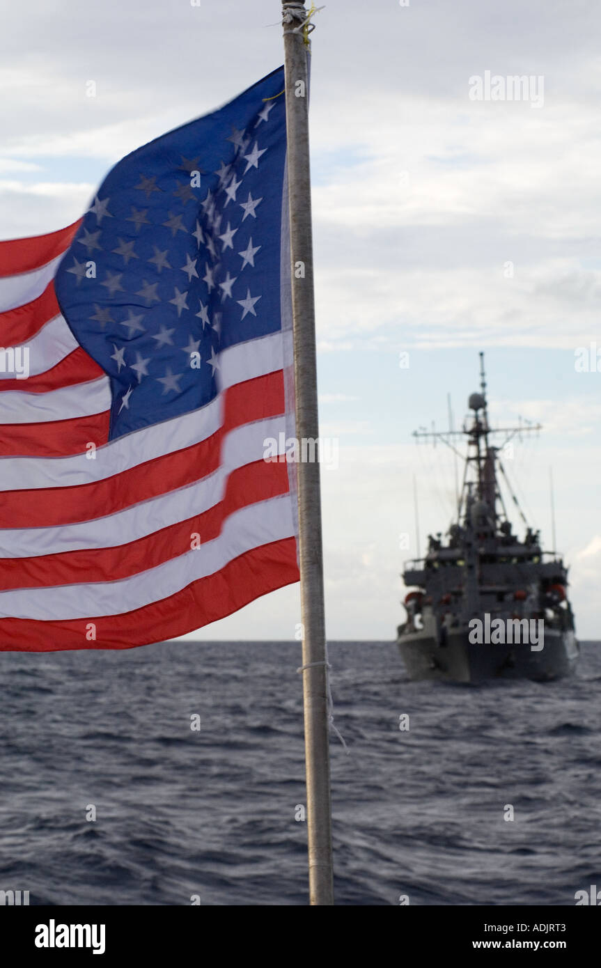 USS Salvor meets the MV Trident in the Gulf of Thailand Stock Photo