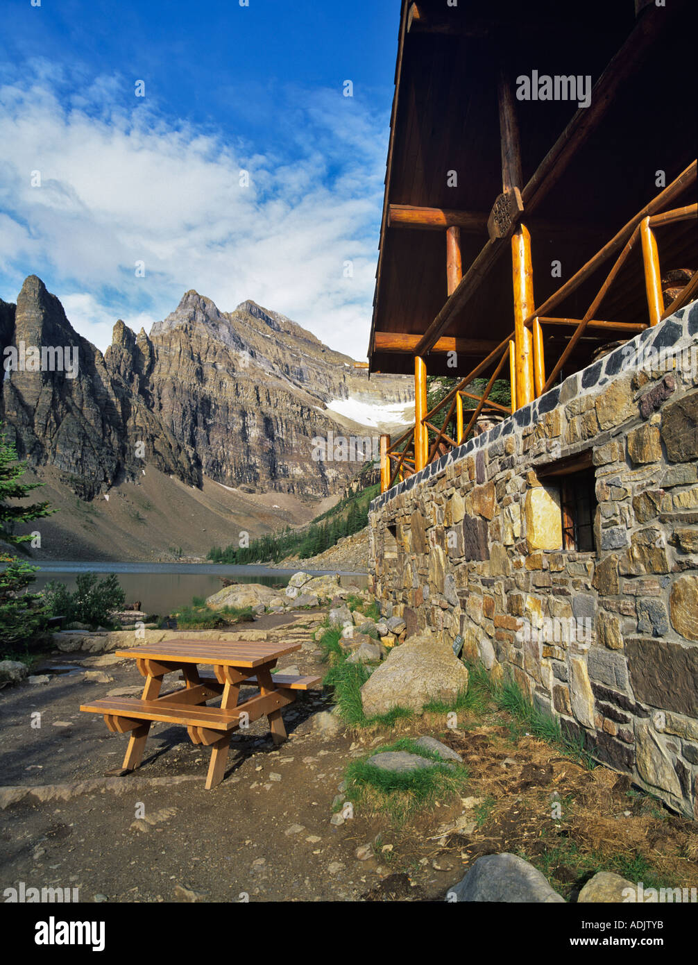 Teahouse at Agnes Lake Banff National Park Canada Stock Photo Alamy