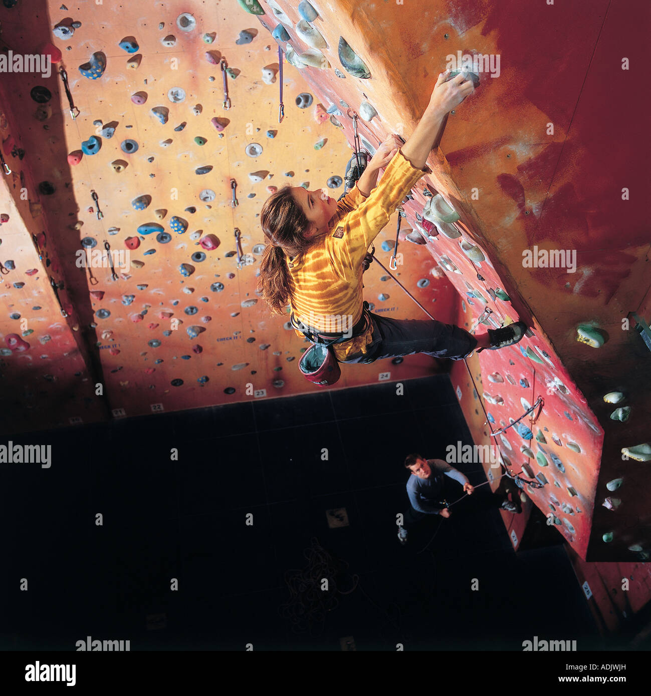 Audrey Seguy climbs at Indoor Climbing wall in London Stock Photo Alamy