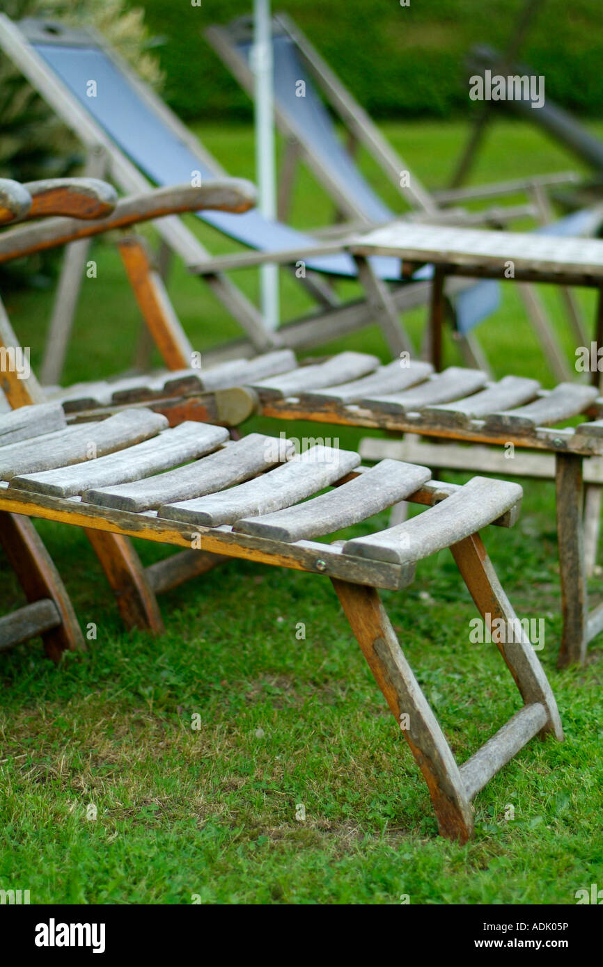 Details of assorted reclining garden chairs Stock Photo Alamy