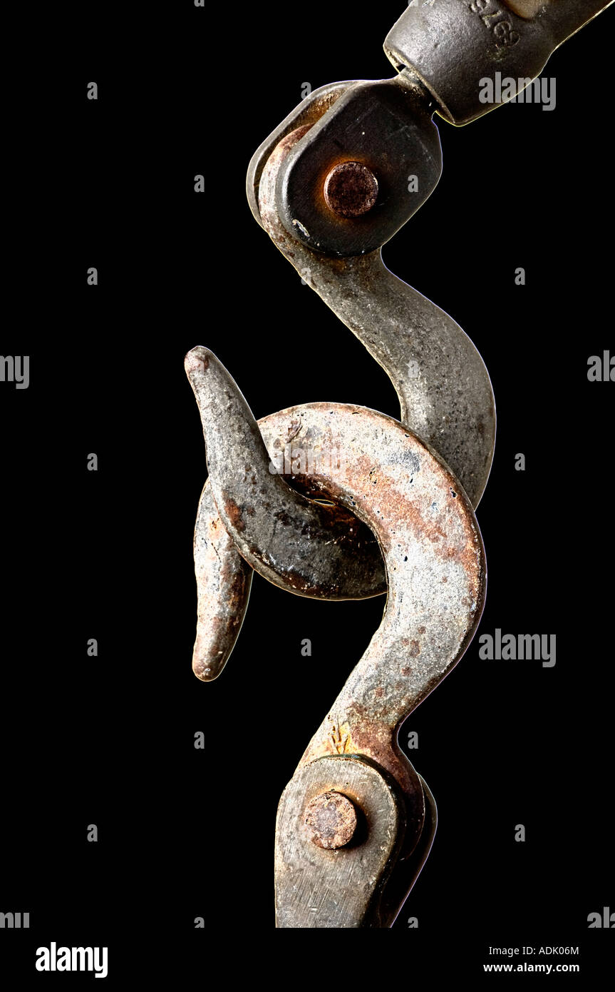 heavy duty steel hooks hanging from large construction crane Stock Photo Alamy