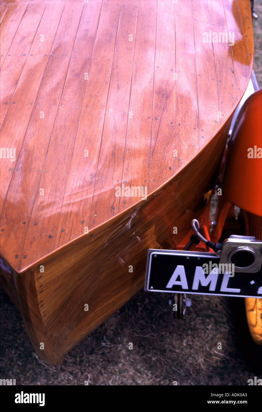 tail of amilcar made of wood in the style of a boat Stock Photo