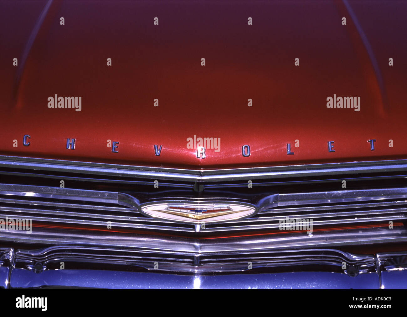 chevrolet front end showing radiator grille Stock Photo - Alamy