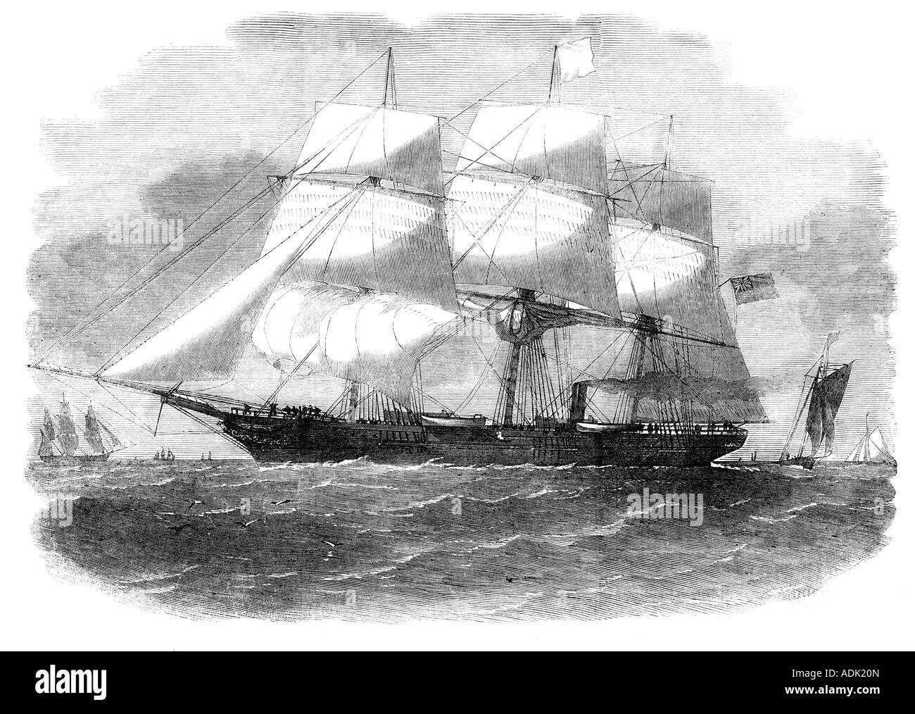 Australian Auxiliary Steam Company Clipper Istanboul 19th Century engraving Stock Photo