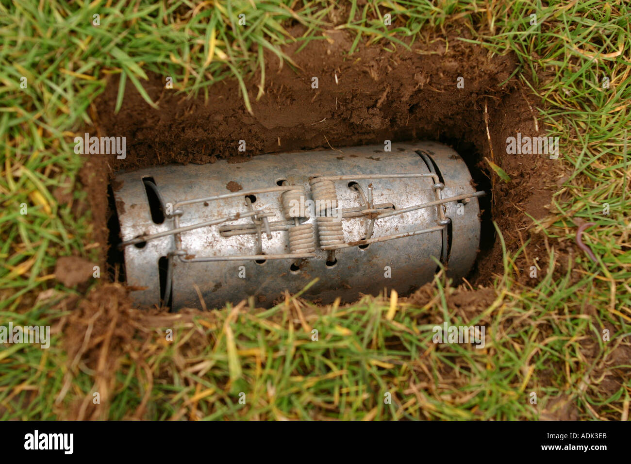tunnel trap for catching moles Stock Photo