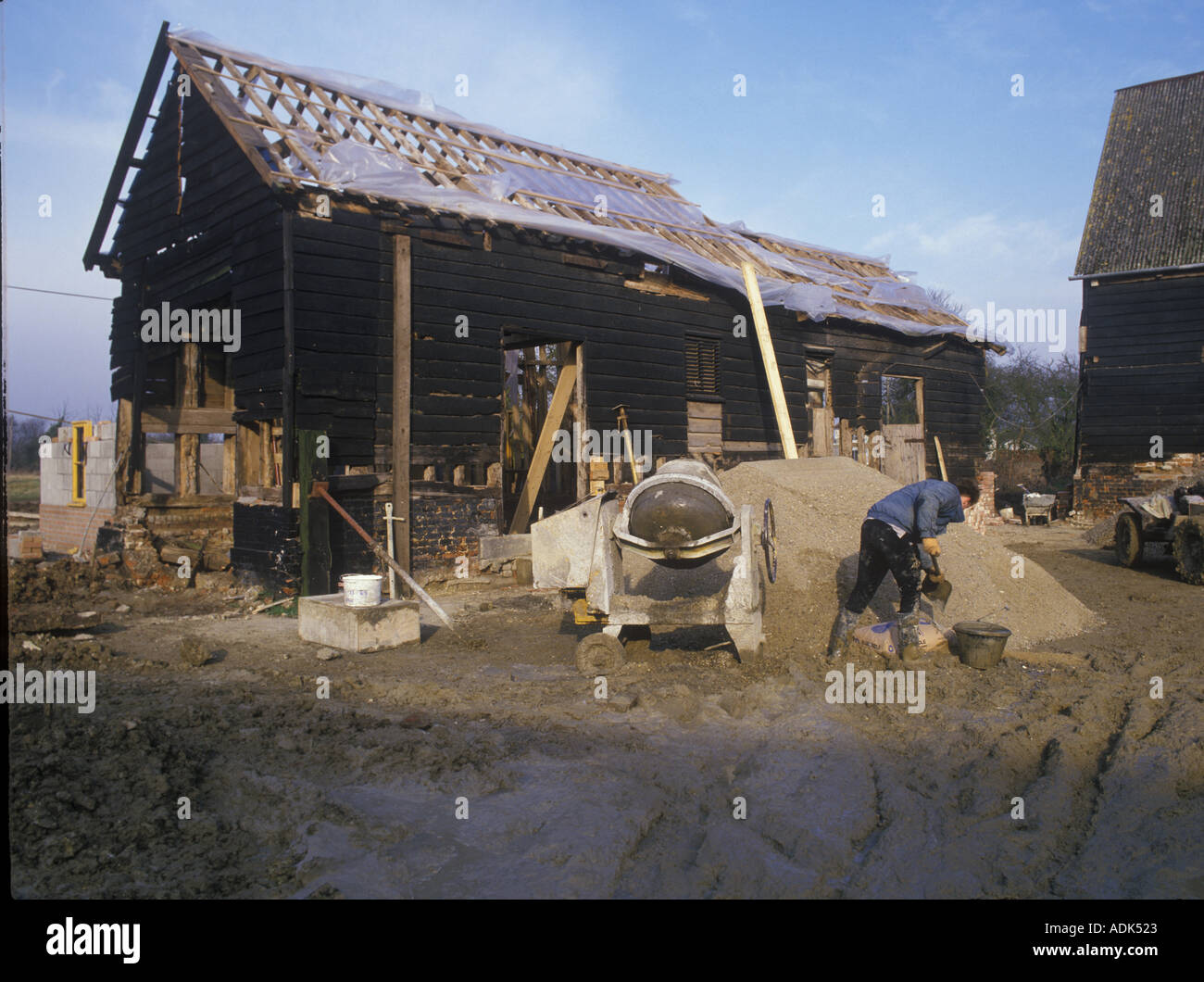Construction Building site barn conversion Stock Photo