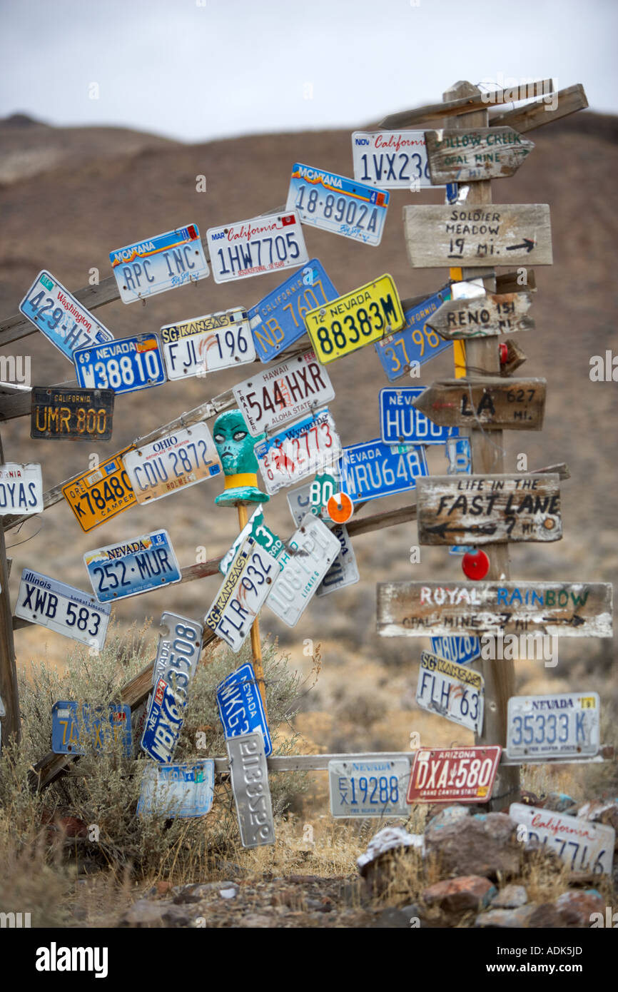 License plate display Black Rock Desert National Conservation Area Nevada Stock Photo Alamy