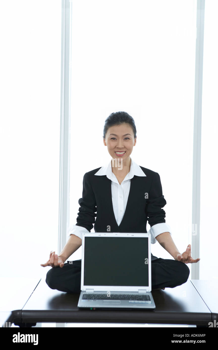 Business people yoga in office hi-res stock photography and images - Alamy