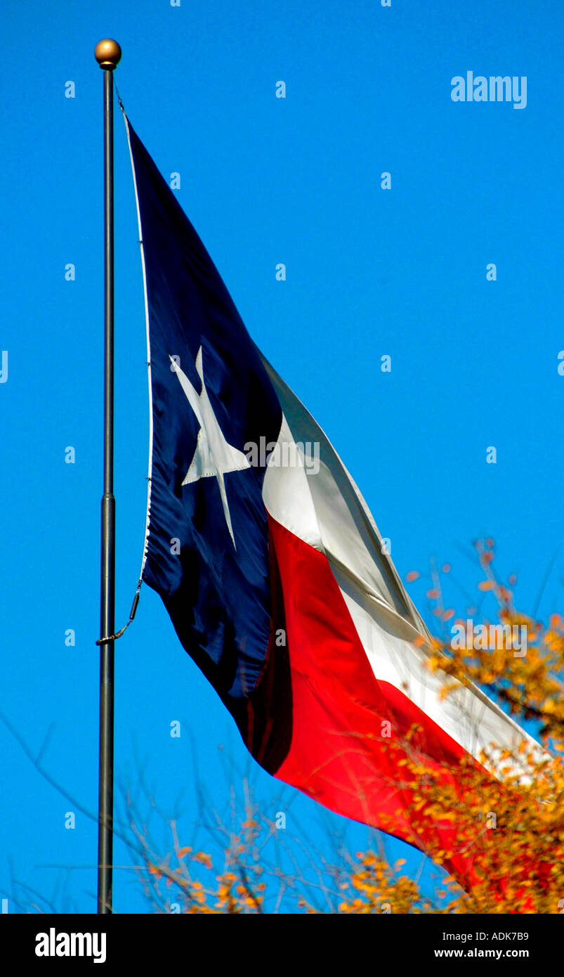 Texas state flag flying in the breeze Stock Photo