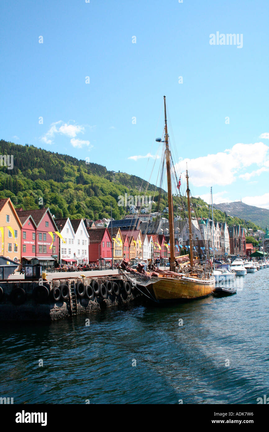 Sailing boat Blamann in Bergen Harbour, Norway. Stock Photo
