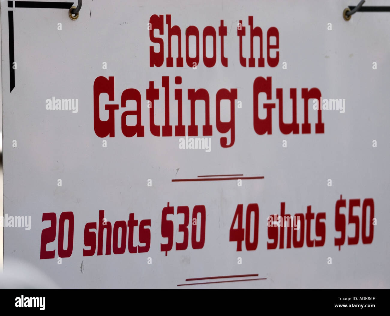 Machine gun show vendor Stock Photo