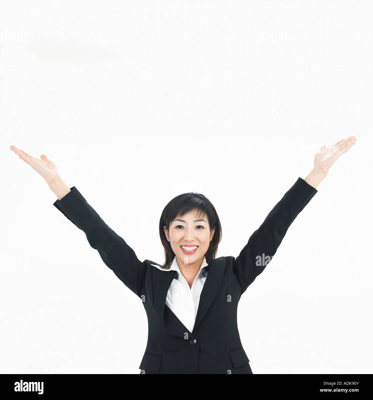 Woman making gesture arms hi-res stock photography and images - Alamy