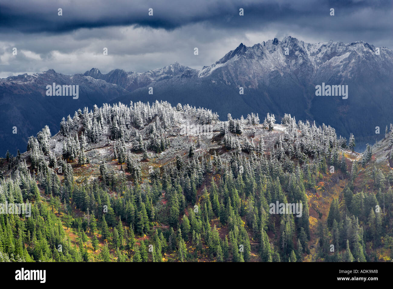 Nooksack Range with first snow of season Washington Stock Photo Alamy