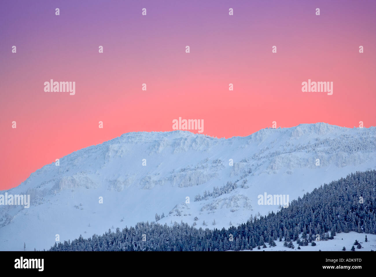 Warner Mountains in snow at sunrise California Oregon border Stock