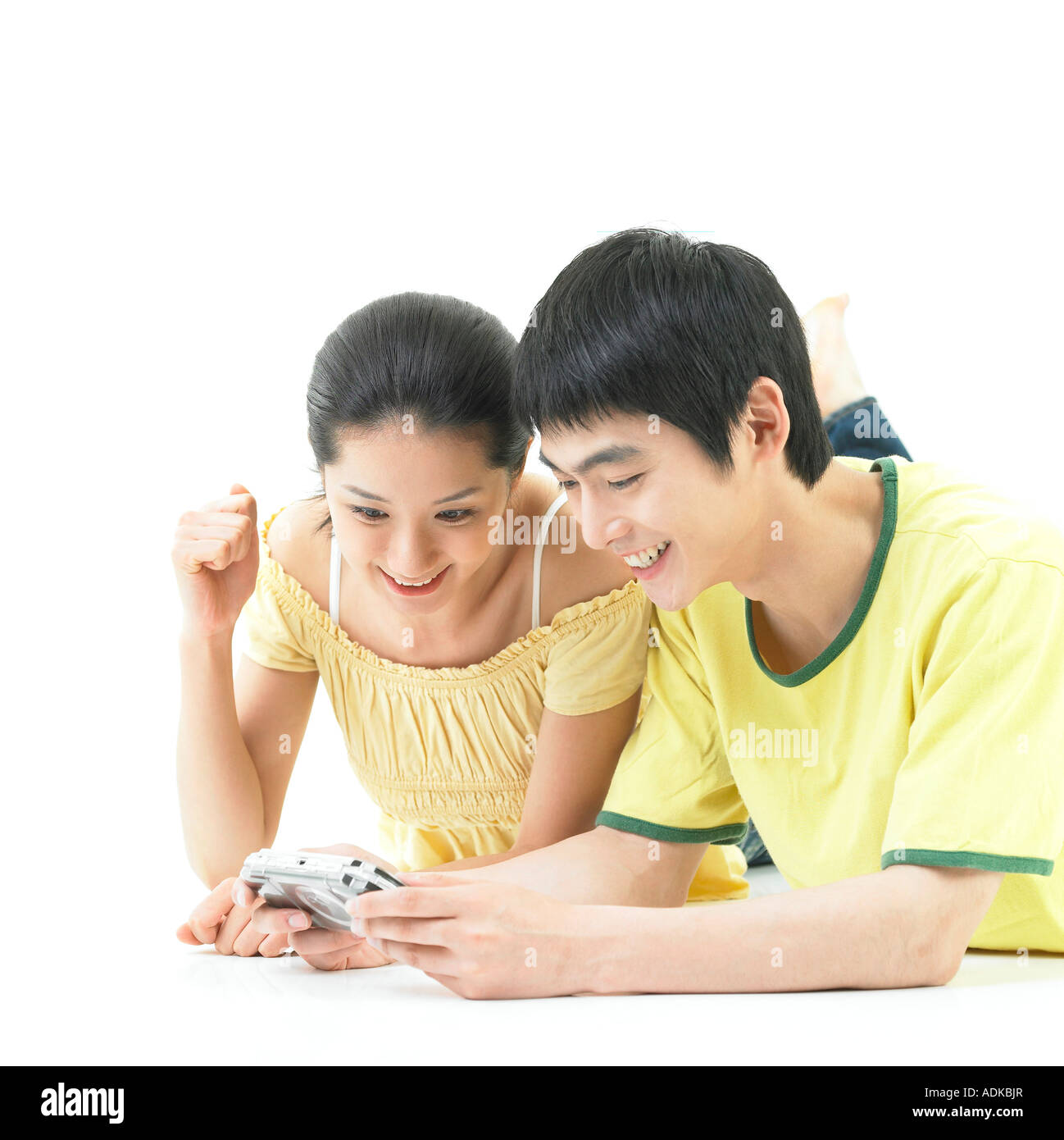 a couple with a PDA Stock Photo Alamy