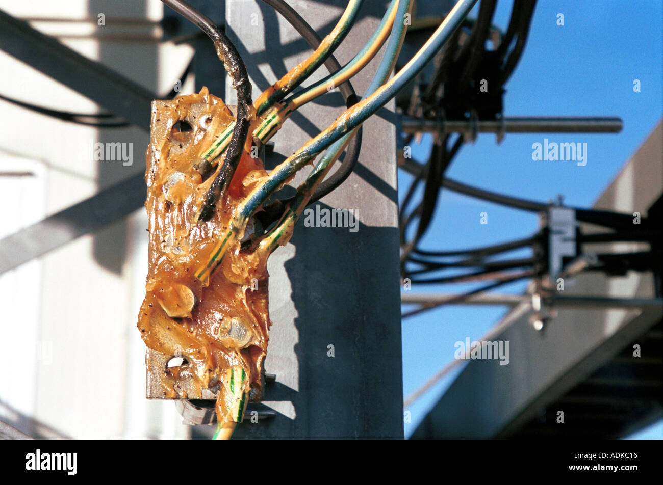 wires and circuit covered with grease Stock Photo Alamy
