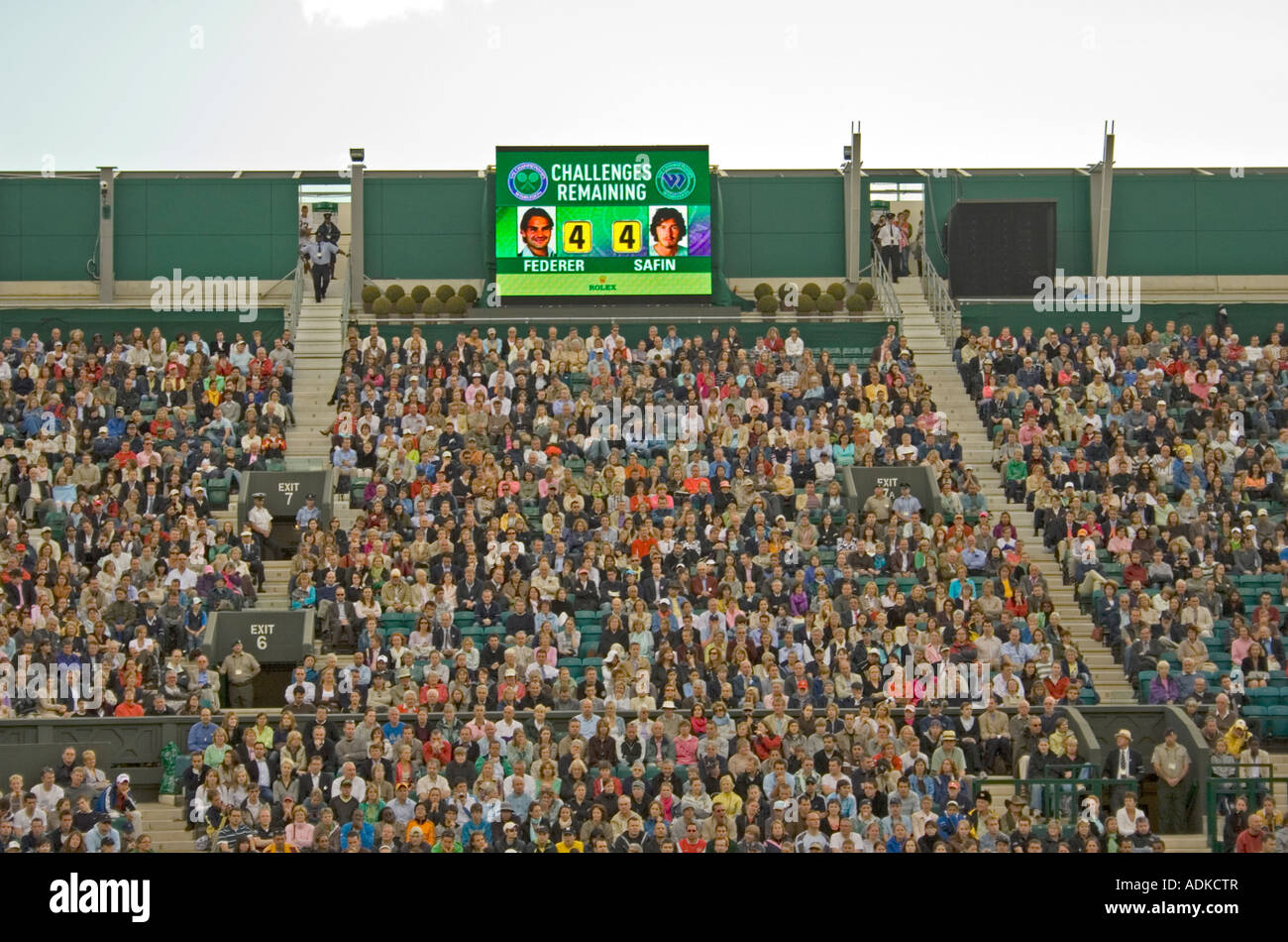 Crowd at Centre Court Wimbledon Lawn Tennis Club, London, UK Stock Photo