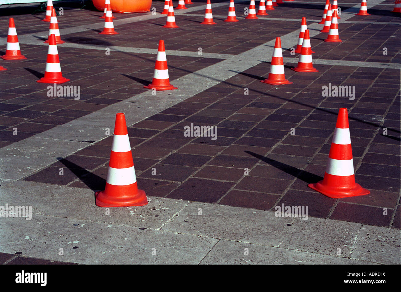 Numerous road traffic cones outside Stock Photo - Alamy