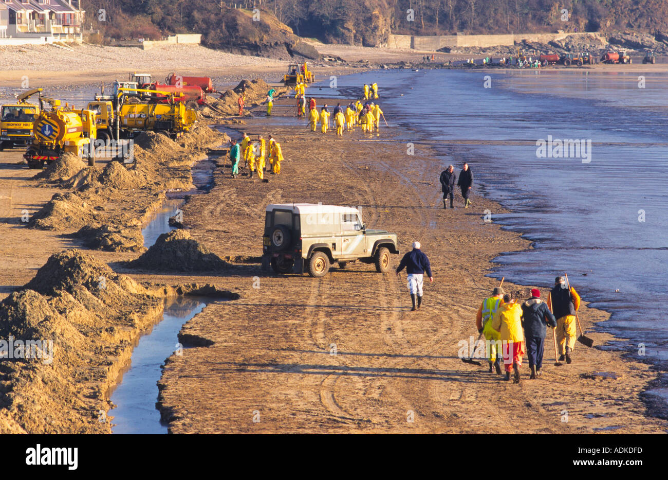 Cleaning oil off the beach at Tenby after the Sea Empress oil spill
