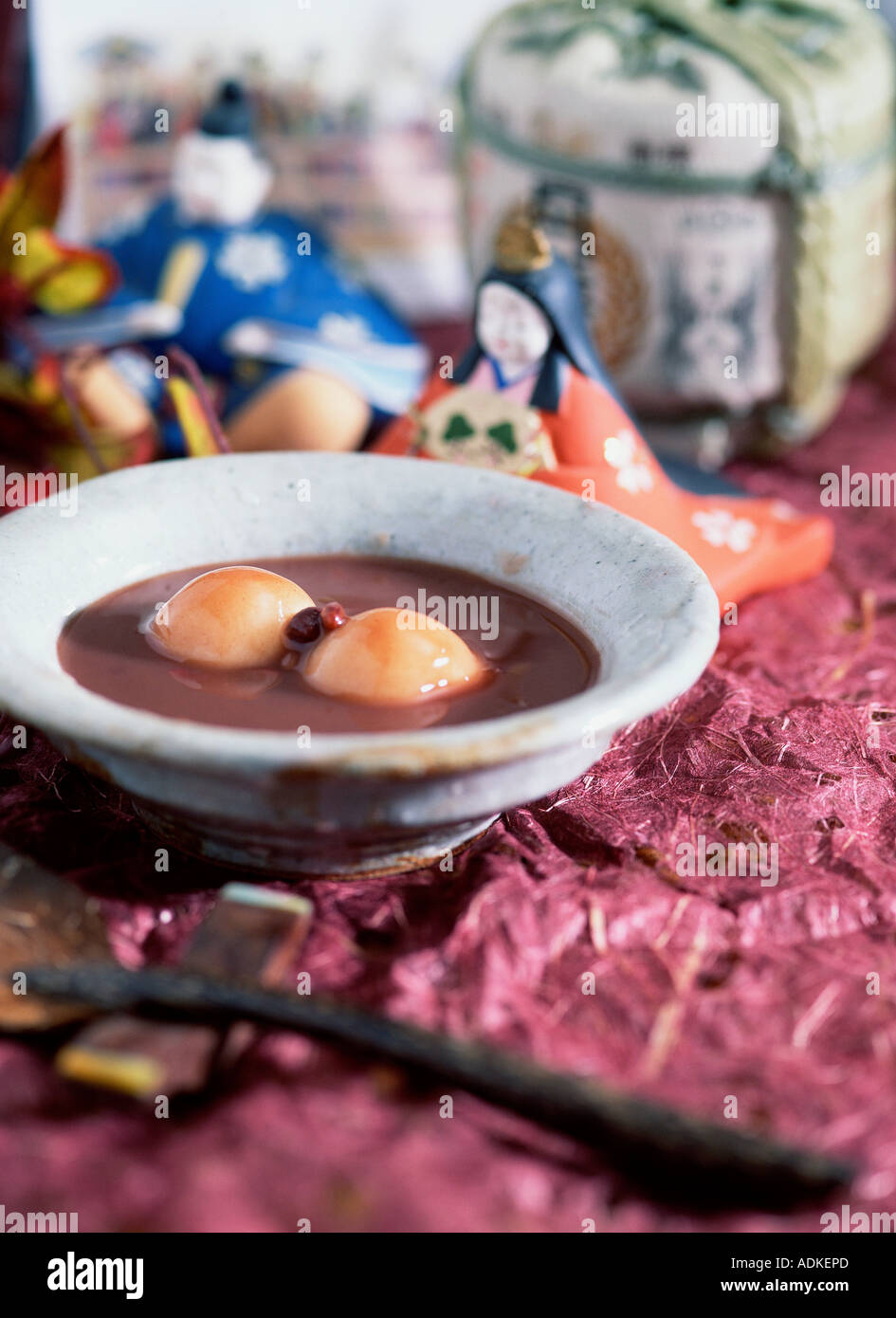 Japanese food decorated sweet red bean soup Stock Photo Alamy