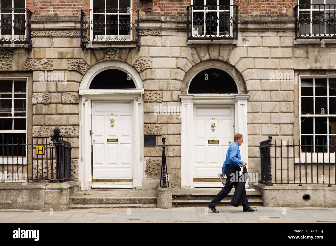 Dublin City. Georgian period style townhouse doorways in Merrion Square. Stock Photo