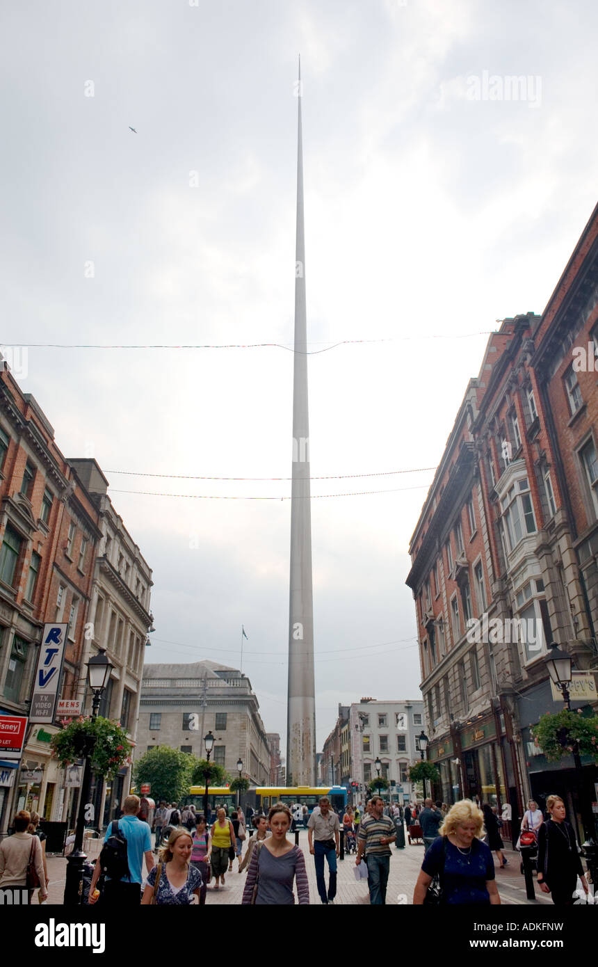 Dublin City. The Monument of Light on O’Connell Street, also known as