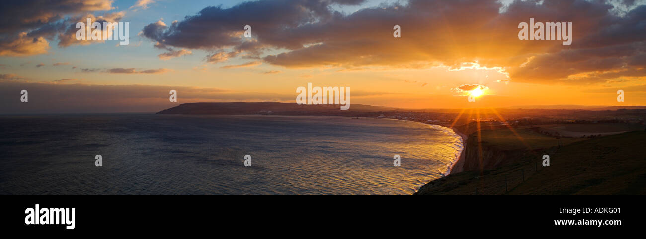 Sunset over Sandown Bay Isle of Wight Stock Photo
