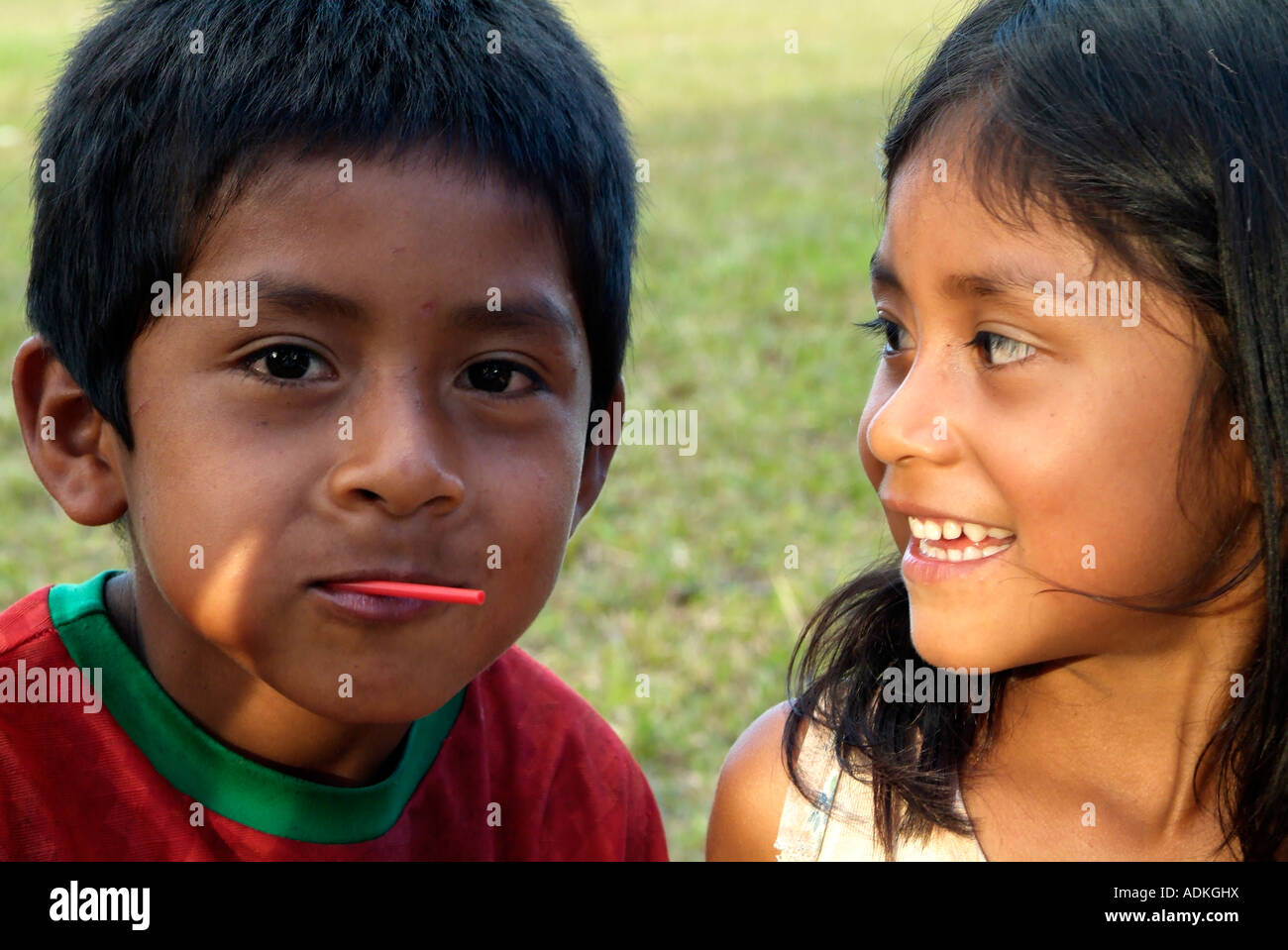 Children of the Serena Community near Tena, Ecuador Stock Photo