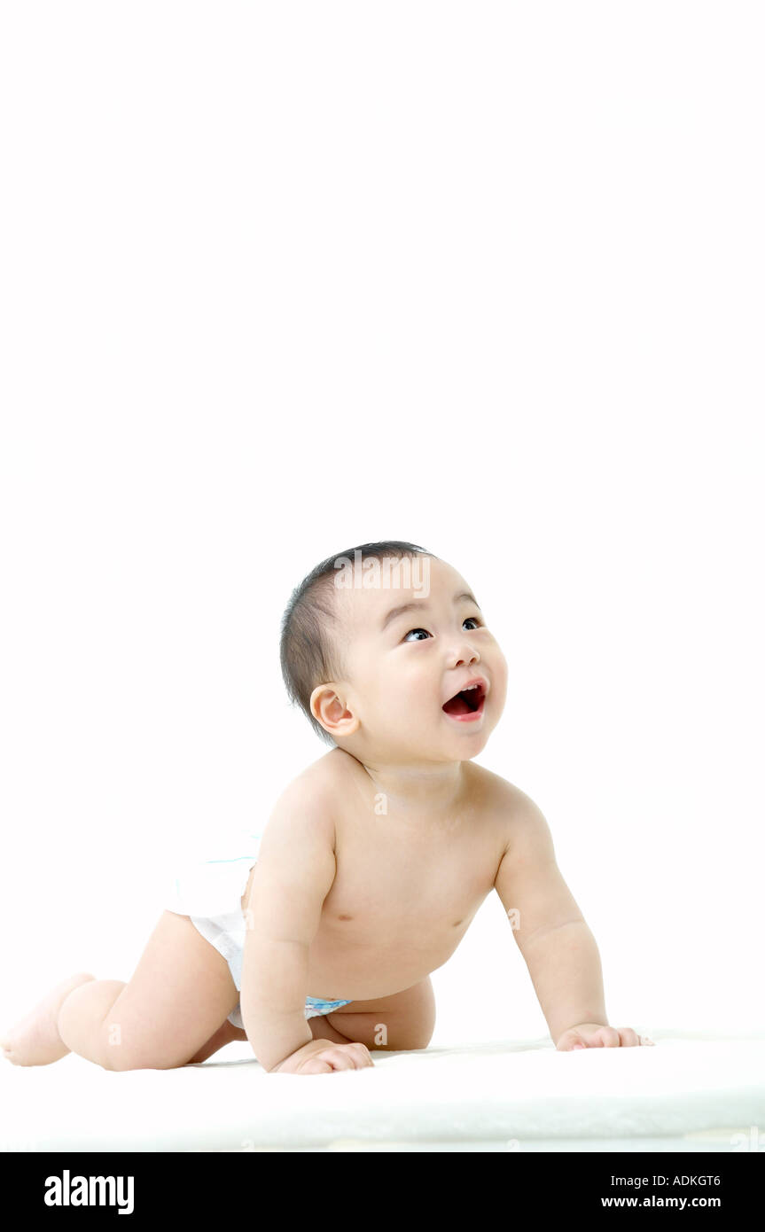 a baby looking upwards Stock Photo Alamy