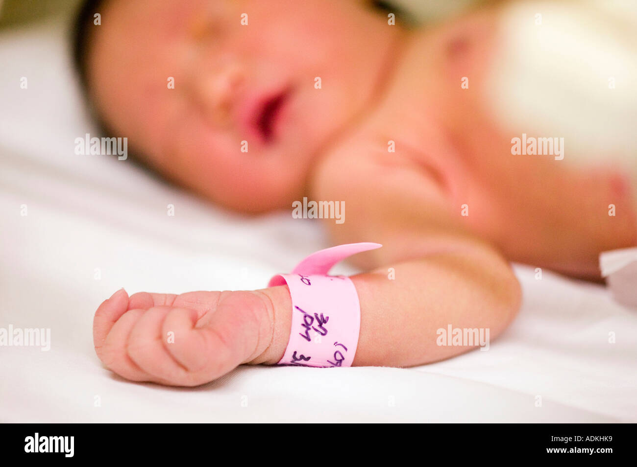a lying newborn baby Stock Photo