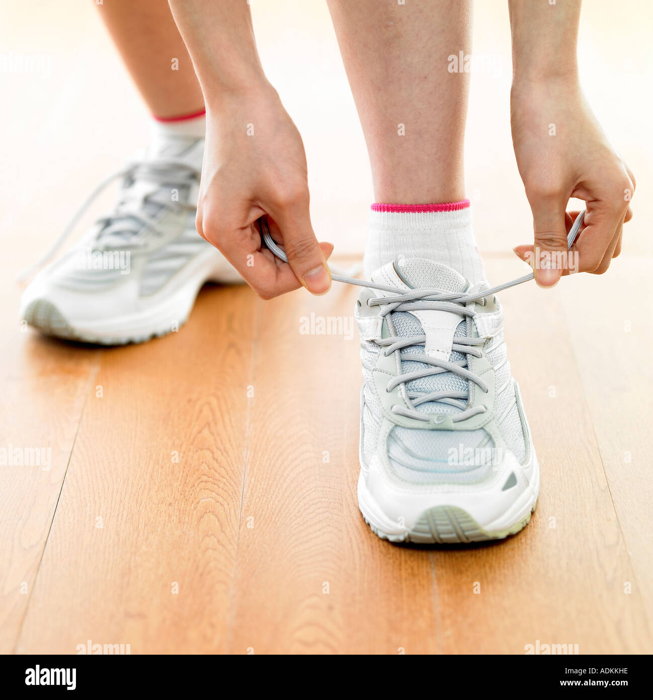 wearing running shoes Stock Photo Alamy