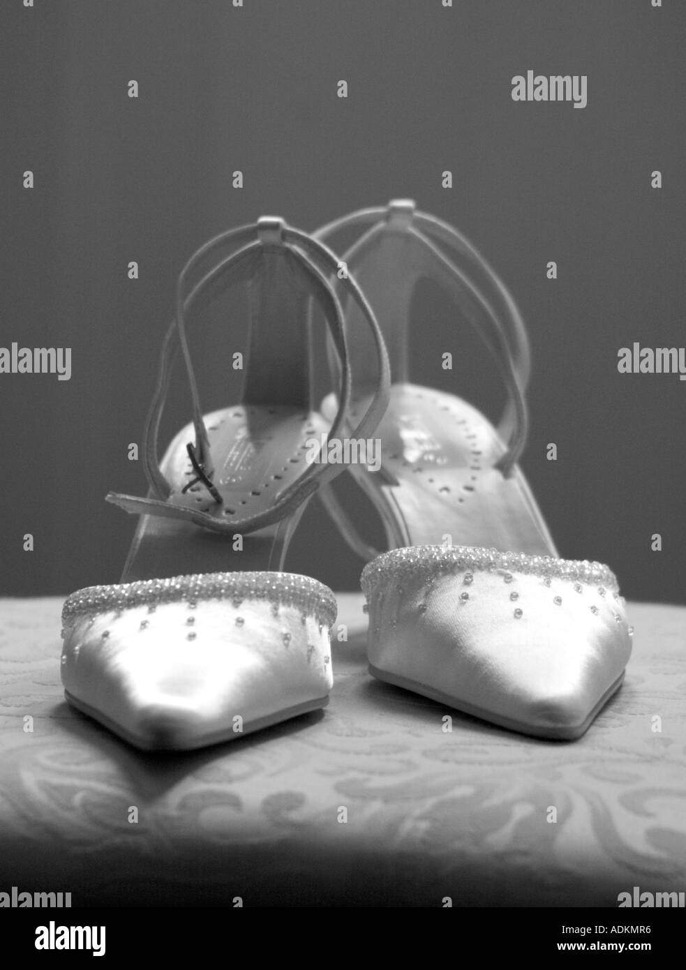 Pair of bridal shoes on cushion Stock Photo Alamy