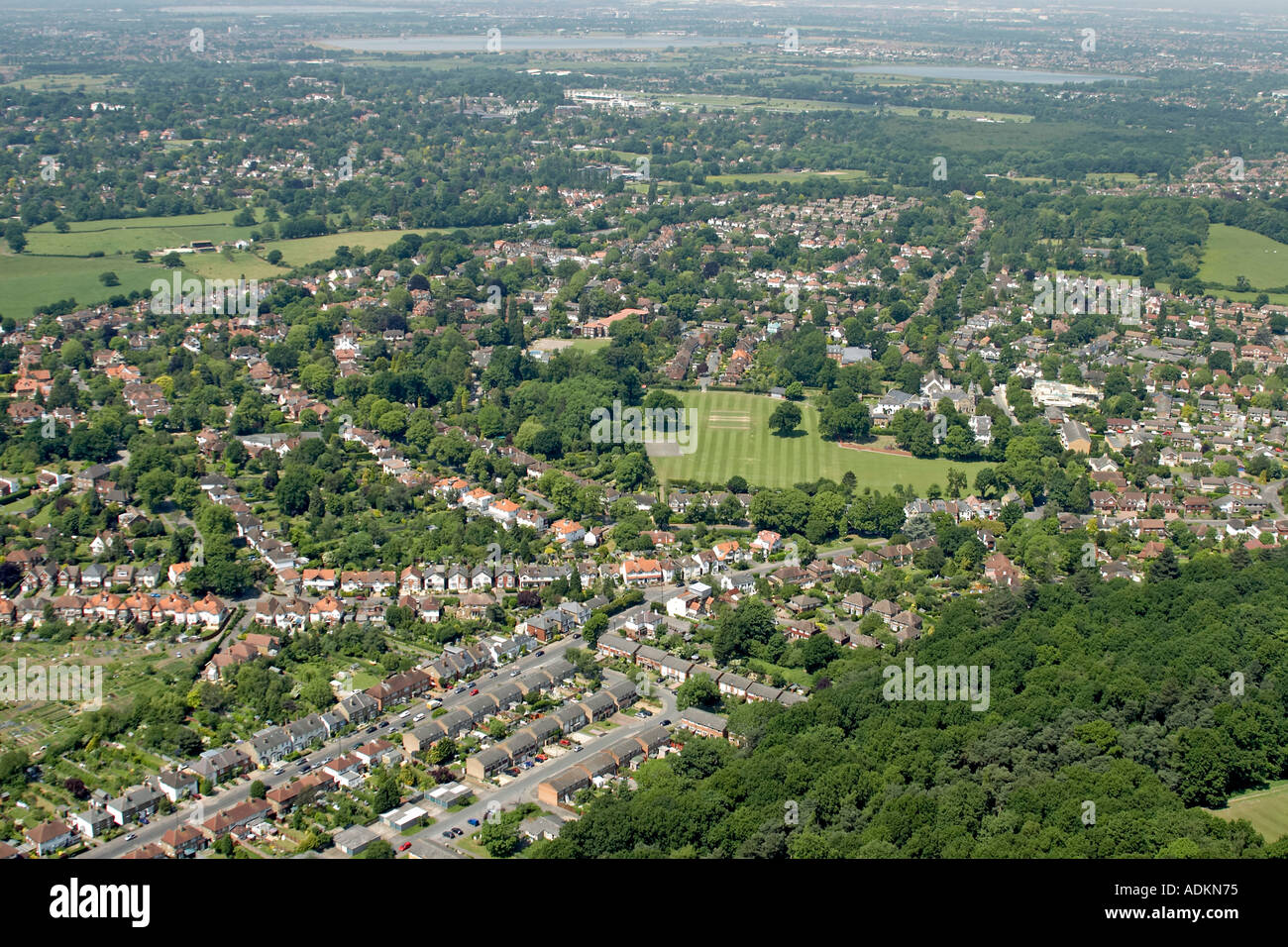 Oblique high level aerial view north west of Claygate with Claygate