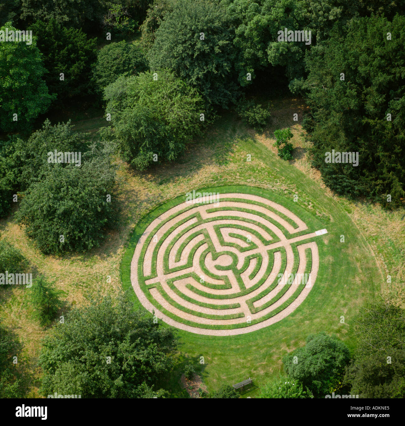 Turf maze Doddington Hall Lincolnshire UK aerial view Stock Photo