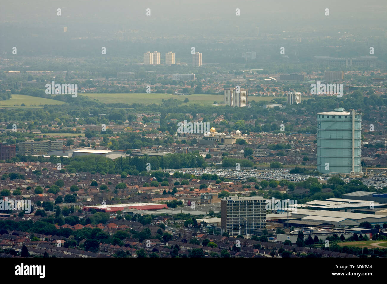 Oblique high level aerial view south east of Hayes area London UB4 England 2005 Stock Photo