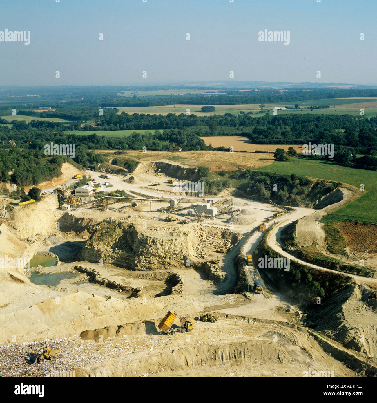 Landfill site quarry Kent UK aerial view Stock Photo